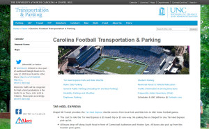 UNC T&P website - Carolina Football Transportation & Parking